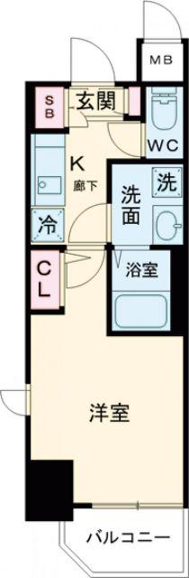 エステムコート神戸元町ヒルズ(1K/7階)の間取り写真