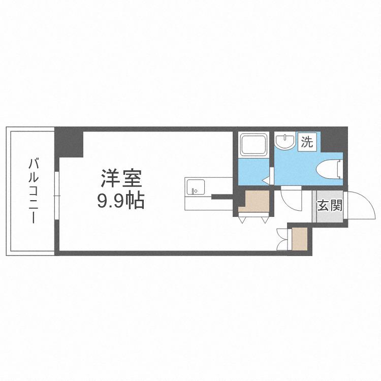 パウゼドーム前(ワンルーム/9階)の間取り写真