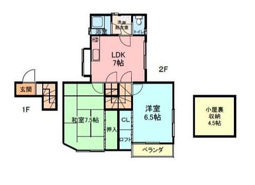 桜ケ丘団地(2SLDK/2階)の間取り写真