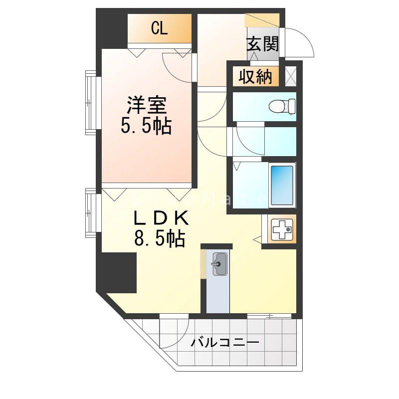 アンセルモ西明石(1LDK/2階)の間取り写真