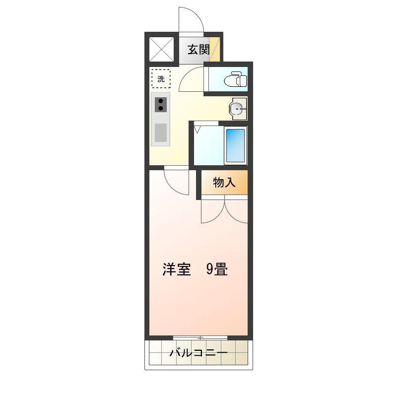 ウィンデール(1K/3階)の間取り写真