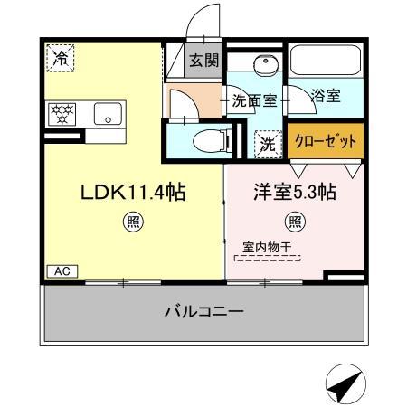 NEST PIECE 原町(1LDK/3階)の間取り写真