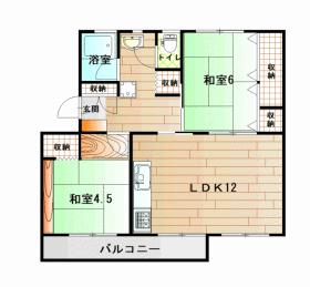 長住団地(2LDK/4階)の間取り写真