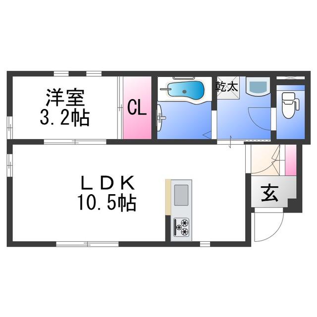 SOLIS元町奉行丁(1LDK/1階)の間取り写真