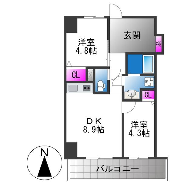 ハイラインV(2DK/5階)の間取り写真