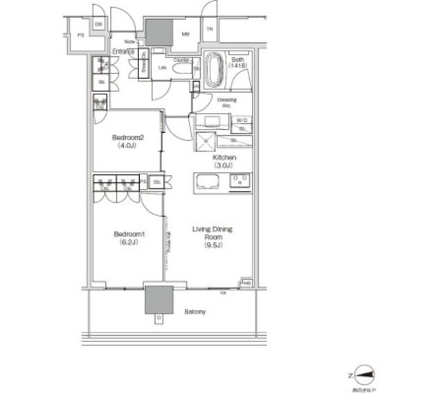 JIYUGAOKA MUSE SQUARE THE RESIDENCE(2LDK/10階)の間取り写真