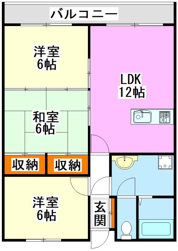 サンライズ恵比須(3LDK/5階)の間取り写真