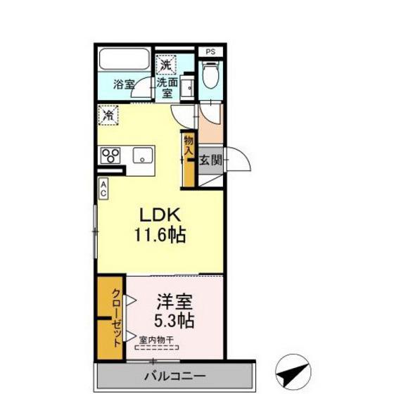 TORISIA大慈寺町B(1LDK/3階)の間取り写真