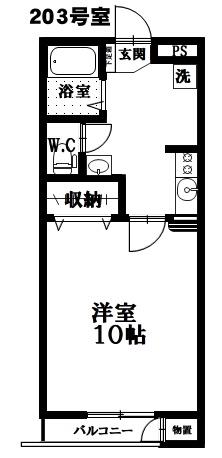 HAZAMAハイツII(1K/2階)の間取り写真