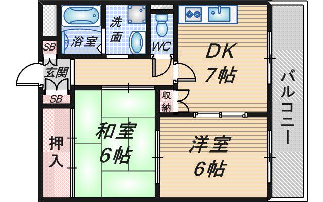 サンクレール宮山(2DK/2階)の間取り写真