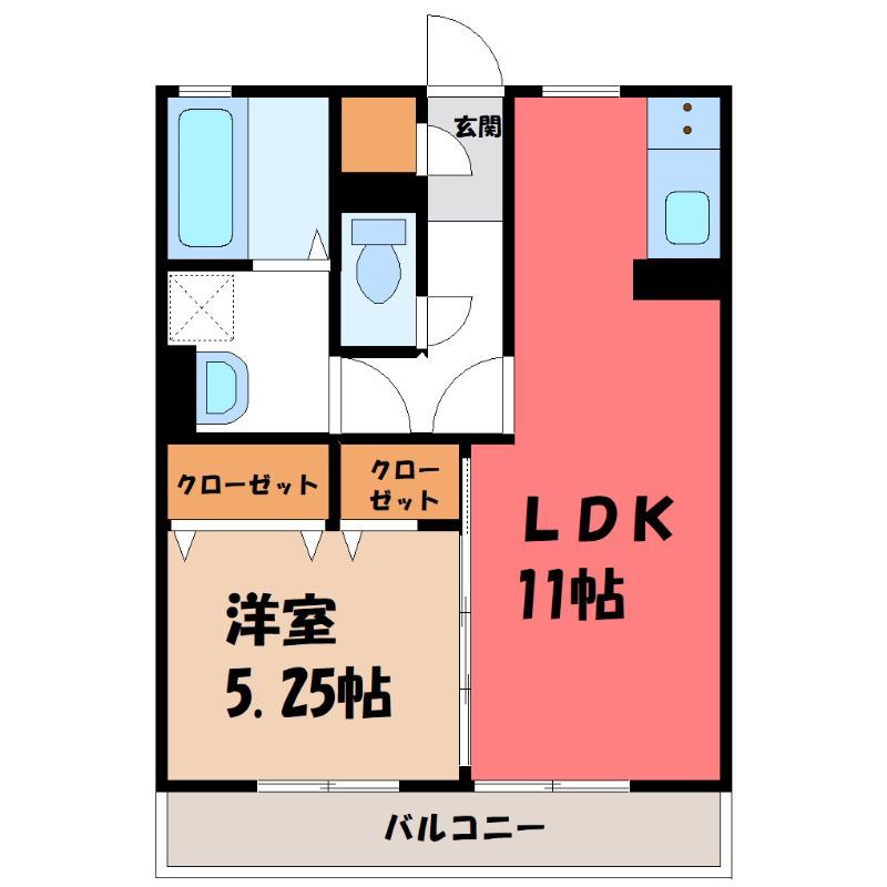 コージーネスト B(1LDK/1階)の間取り写真