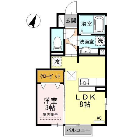 サニーフラット大道北 B(1LDK/1階)の間取り写真