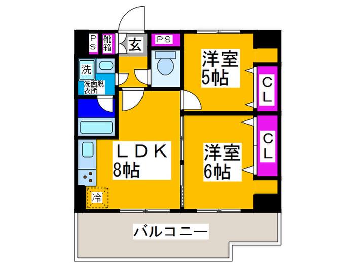 デル・メゾン三国ヶ丘(2LDK/2階)の間取り写真