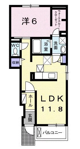 ブルースカイ(1LDK/1階)の間取り写真