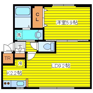アルファレジデンス環状通(1LDK/1階)の間取り写真