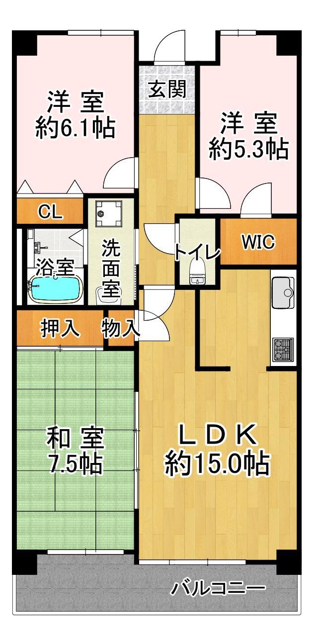井吹西シティコート(3LDK/5階)の間取り写真