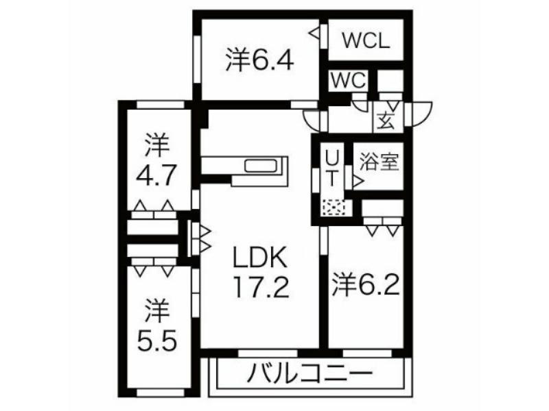 ゼスティ山の手(4LDK/4階)の間取り写真