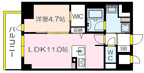 セントリヴィエ大阪梅田(1LDK/8階)の間取り写真