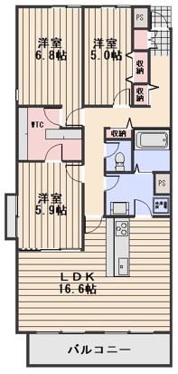 HILL TOP津島(3LDK/1階)の間取り写真