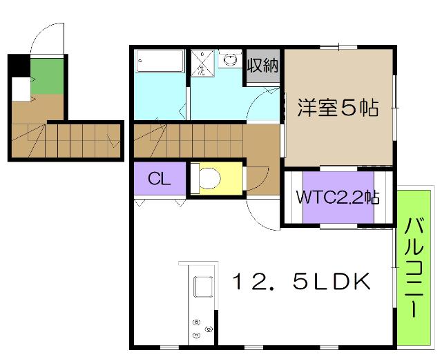 フェリーチェ薊野(1LDK/2階)の間取り写真