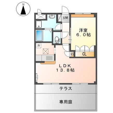 ボンヌ・シャンス(1LDK/1階)の間取り写真