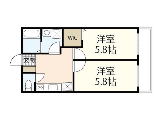 メゾンドルポ吉見園(2DK/1階)の間取り写真