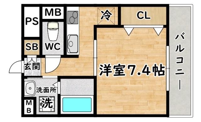 DOLCE VITA I(1K/6階)の間取り写真