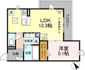 FIELD IS(1LDK/1階)の間取り写真