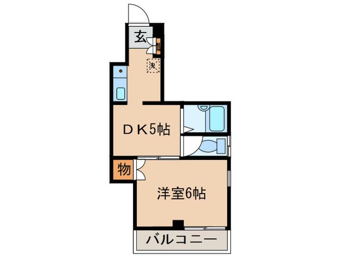 フリオコート(1DK/3階)の間取り写真