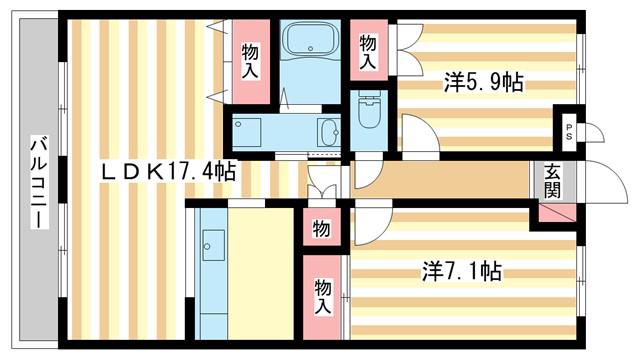 グランファミーユC(2LDK/3階)の間取り写真