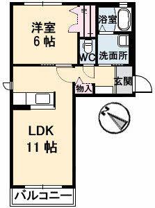 コモドザビエル(1LDK/2階)の間取り写真