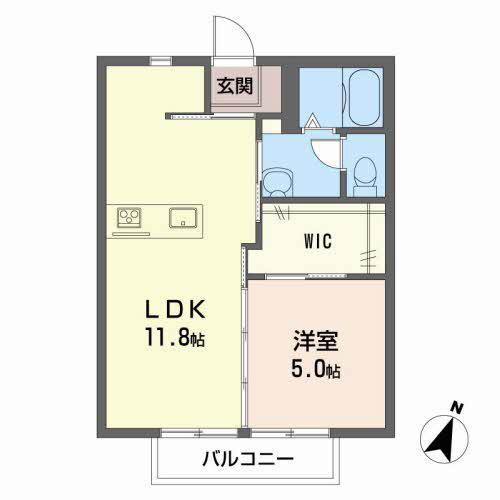 プランドール赤代(2K/2階)の間取り写真