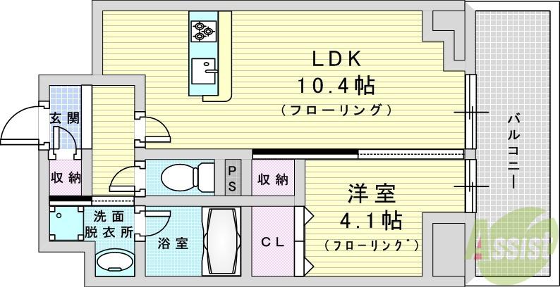 テラスレジデンス新大阪(1LDK/5階)の間取り写真