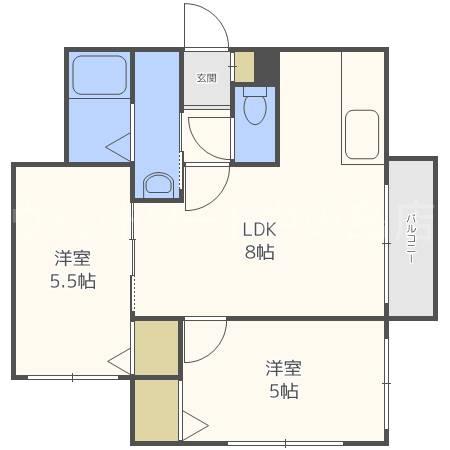 A BOND GRAN菊水(2LDK/4階)の間取り写真