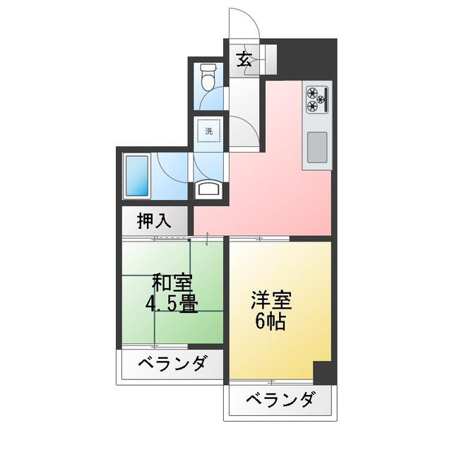 ライオンズマンション駒込第五(2DK/4階)の間取り写真
