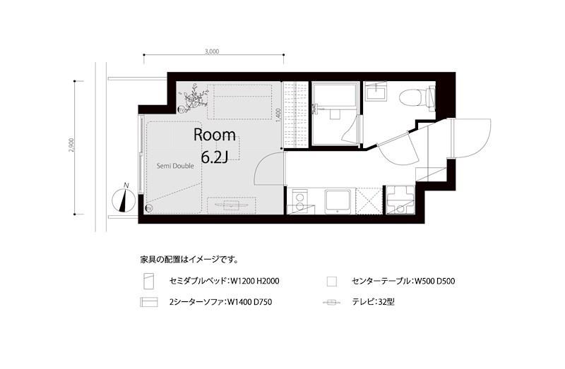 リバーサイド麻布(ワンルーム/4階)の間取り写真