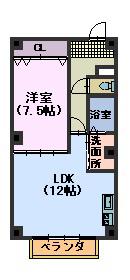 月乃輪コーポラス(1LDK/4階)の間取り写真