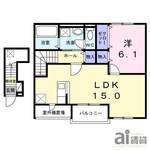 グレイス・ヴィラ(1LDK/2階)の間取り写真