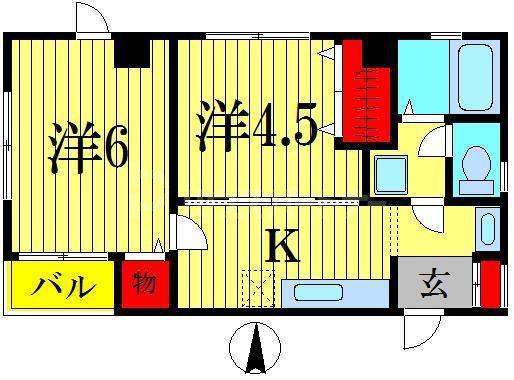 福住ビル(2K/3階)の間取り写真