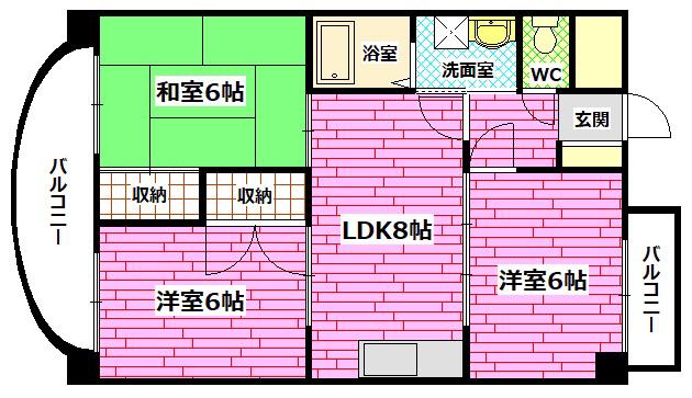 ツインビル(3LDK/3階)の間取り写真