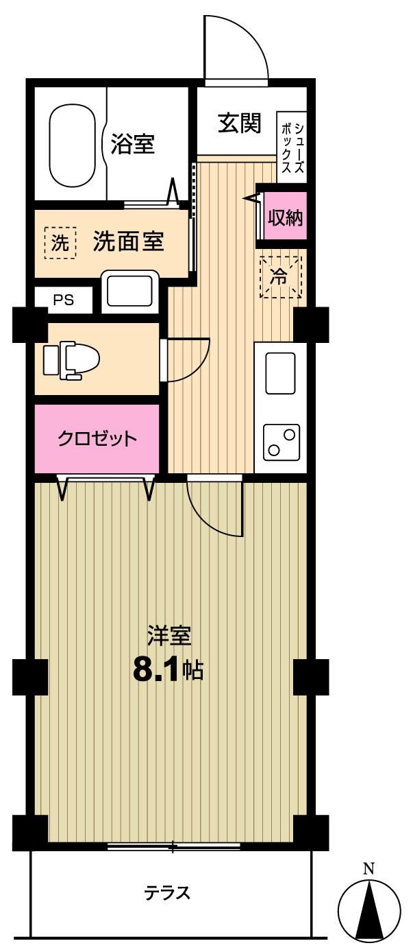 エルズステューディオ新中野(1K/1階)の間取り写真