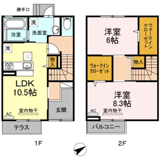 百花苑・月花苑 百花苑(2LDK/1階)の間取り写真