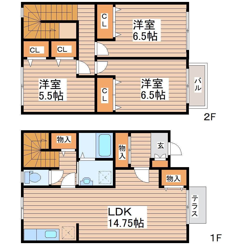 エルンテA(3LDK/1階)の間取り写真