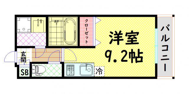 ブラン靭公園(ワンルーム/4階)の間取り写真