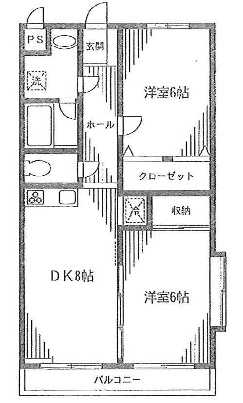 パミール上池台(2DK/2階)の間取り写真
