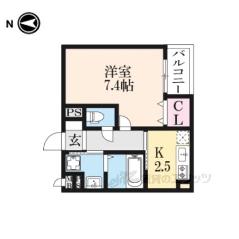 ALHOUSE南城戸(1K/2階)の間取り写真
