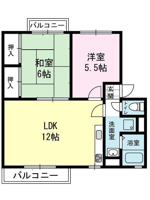 サンハイム米田II(2LDK/1階)の間取り写真