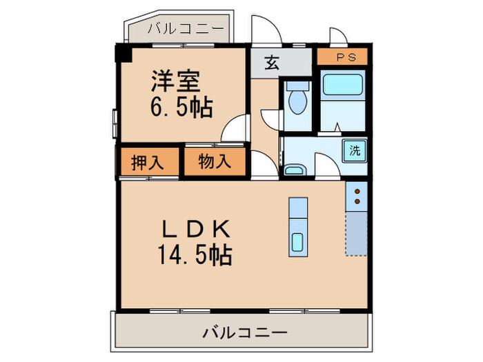 リーブ田の上(1LDK/3階)の間取り写真