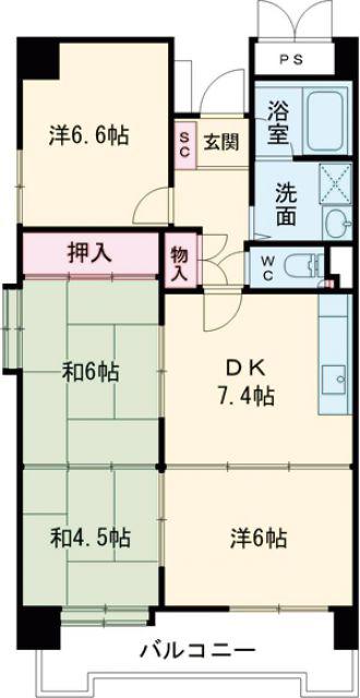 アークハイム新潟(4DK/4階)の間取り写真