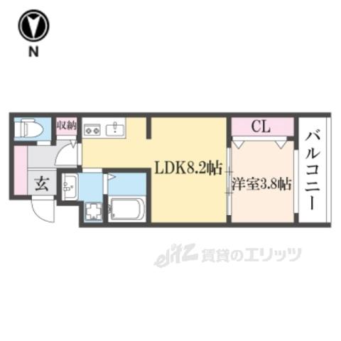 MJC京都西大路Ⅱ(1LDK/3階)の間取り写真